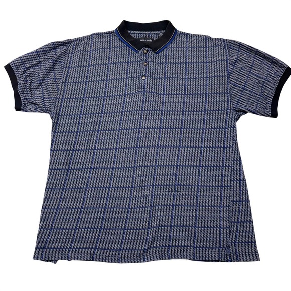 Pierre Cardin Other - Pierre Cardin Mens XXL Polo Shirt Blue Grid Textured Knit Short Sleeve RN 40330